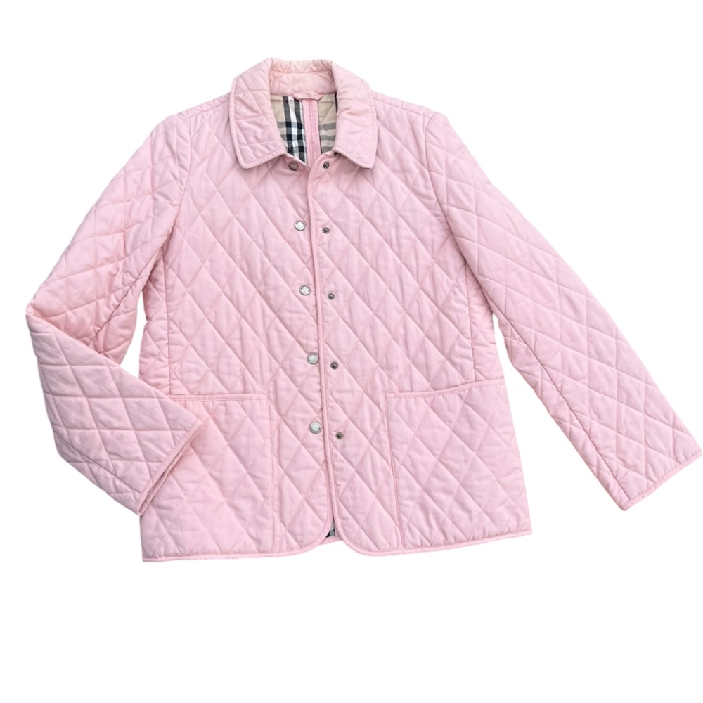 Burberry Light Pink Quilted Snap-Front Jacket